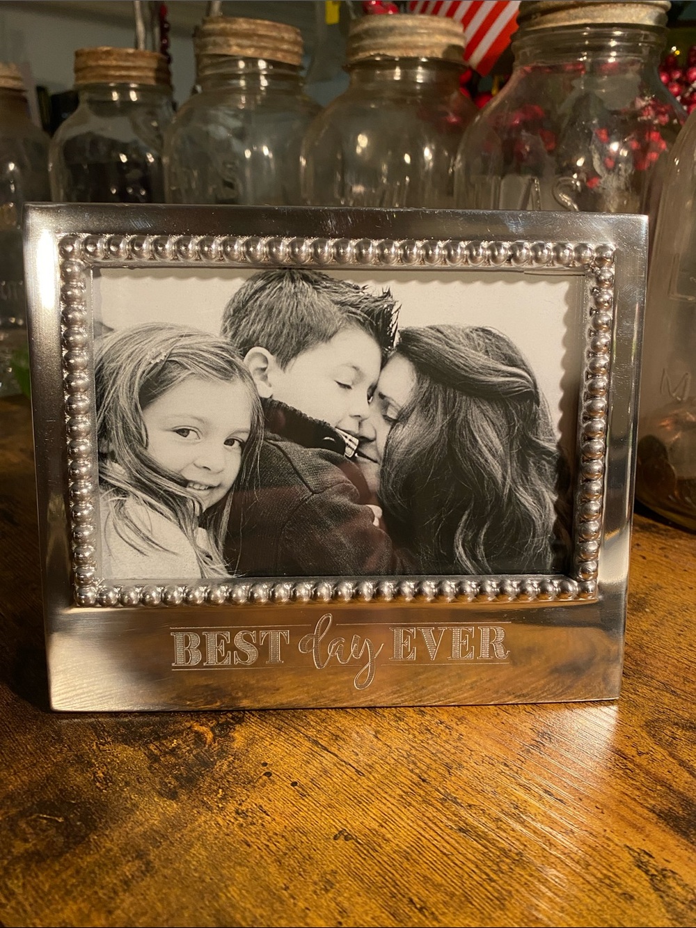Mariposa Silver Beaded "Best Day Ever" Picture Frame Study frame